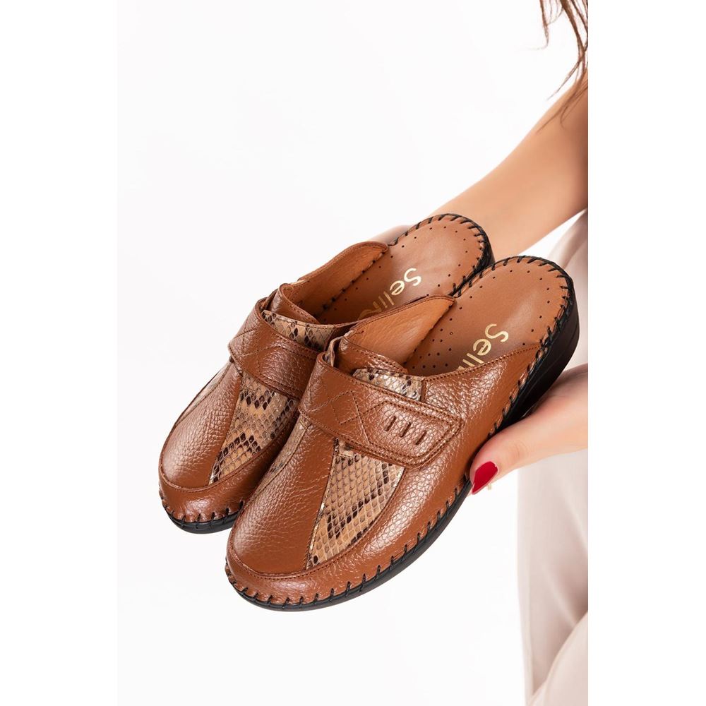 790 TABA Hakiki Deri Ortopedik Topuk Dikeni Özellikli Terlik