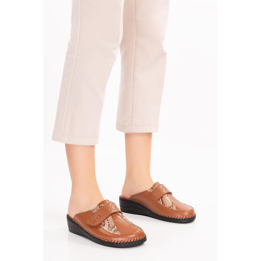 790 TABA Hakiki Deri Ortopedik Topuk Dikeni Özellikli Terlik