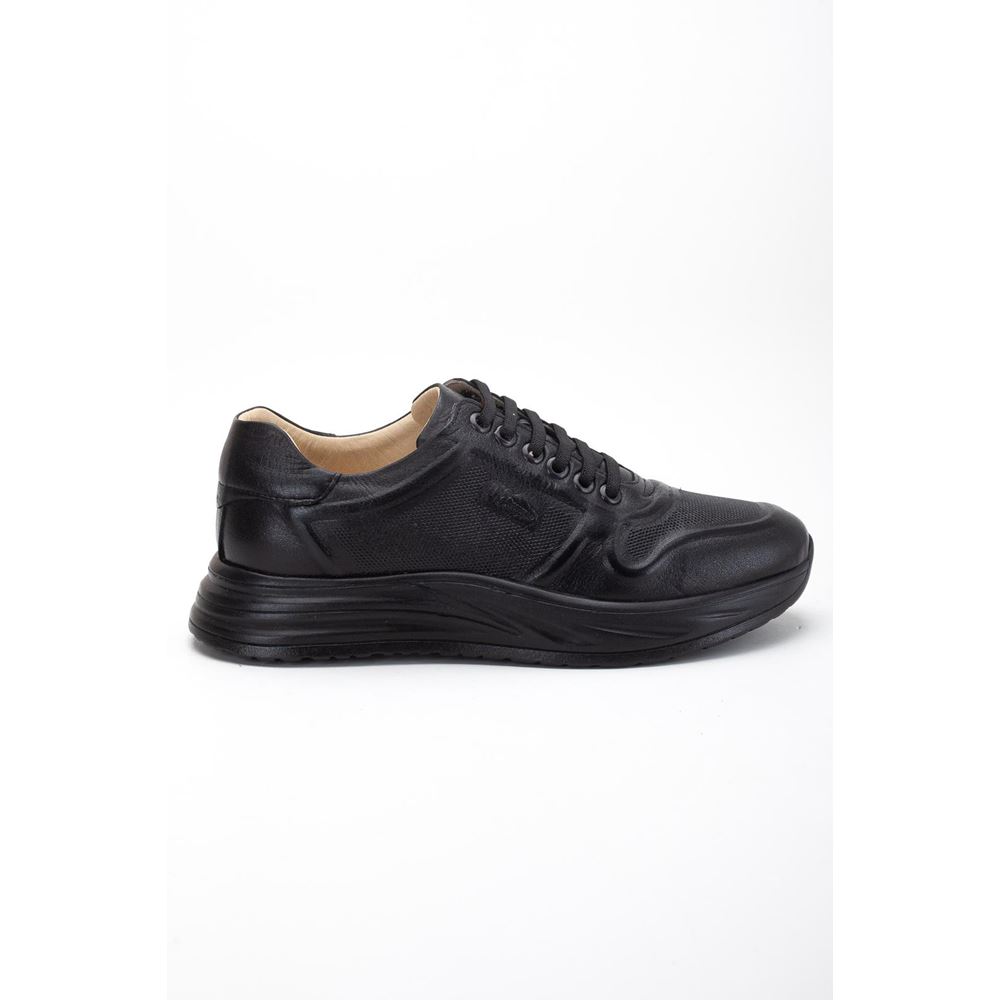 030 Siyah Taban Hakiki Deri Yumuşak Taban Ortopedik Ayakkabı