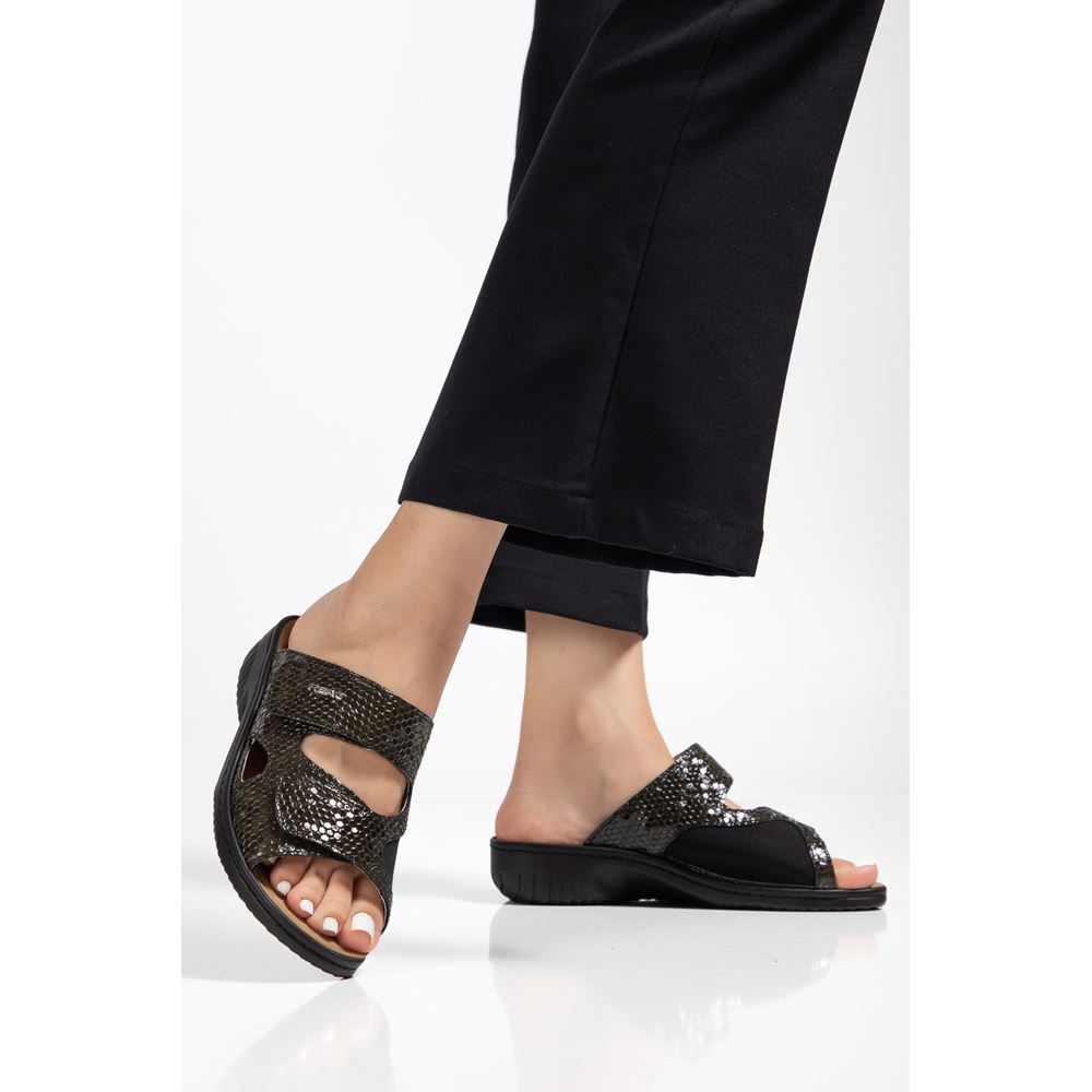 381 KOYU HAKİ ç Tabanı Çıkan Halluks Valgus Bunyon Kemik Çıkıntısına Özel Hakiki Deri Ortopedik Terlik