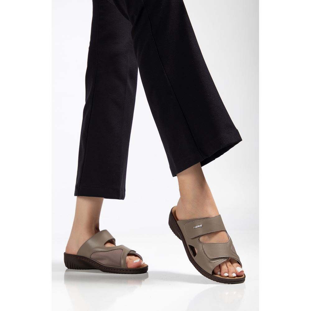 381 KOYU BEJ iç Tabanı Çıkan Halluks Valgus Bunyon Kemik Çıkıntısına Özel Hakiki Deri Ortopedik Terlik