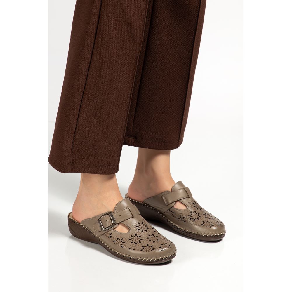 824 KOYU BEJ Hakiki Deri Ortopedik Topuk Dikeni Destekli