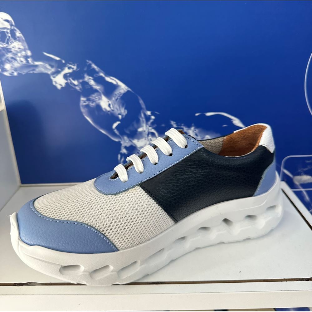 19248  BEYAZ/MAVİ Hakiki Deri Ortopedik  Spor Ayakkabısı