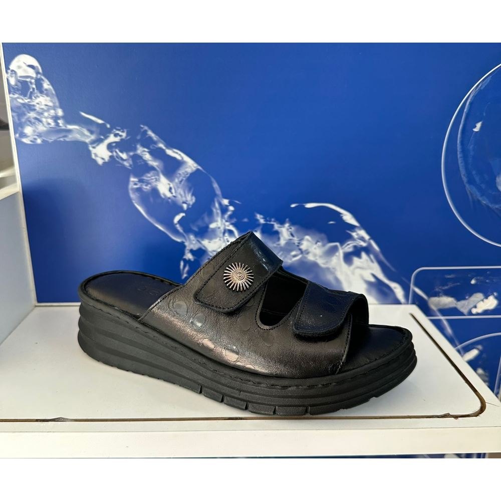 80 SİYAH Hakiki Deri Comfort Ortopedik Terlik