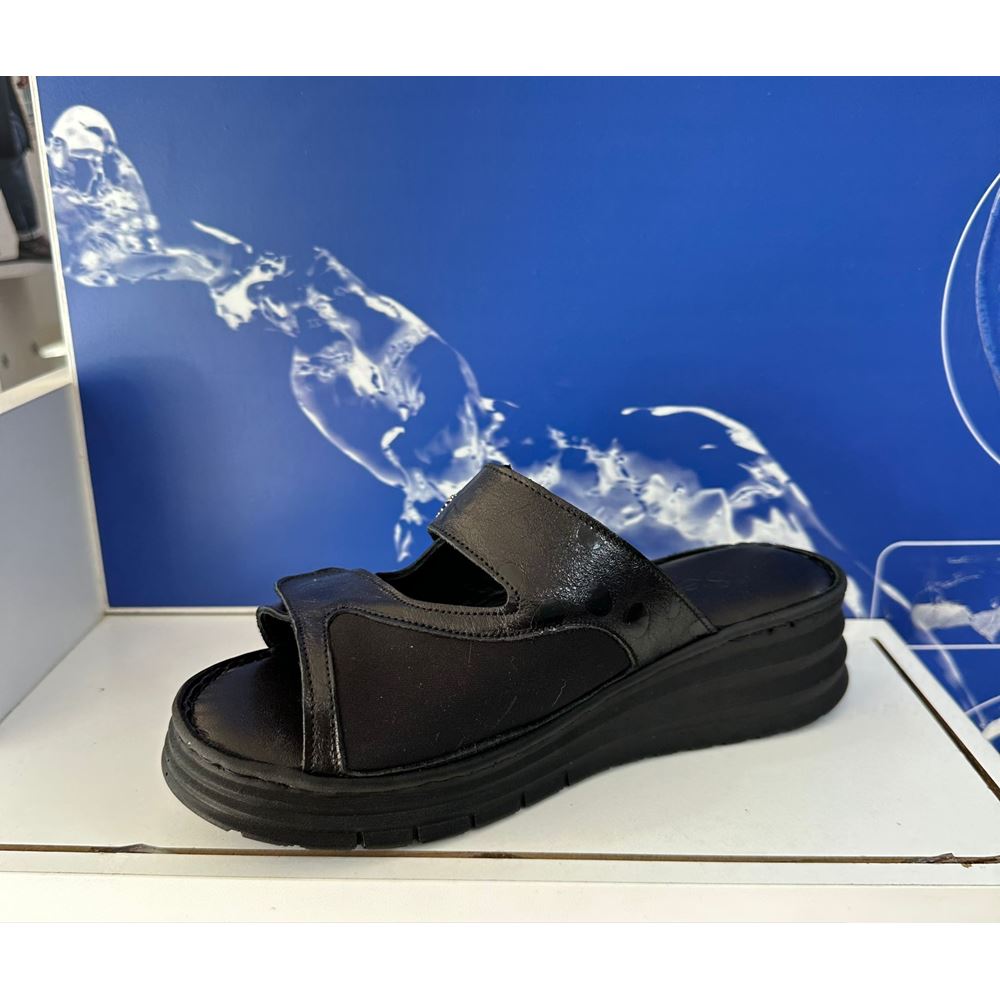 80 SİYAH Hakiki Deri Comfort Ortopedik Terlik