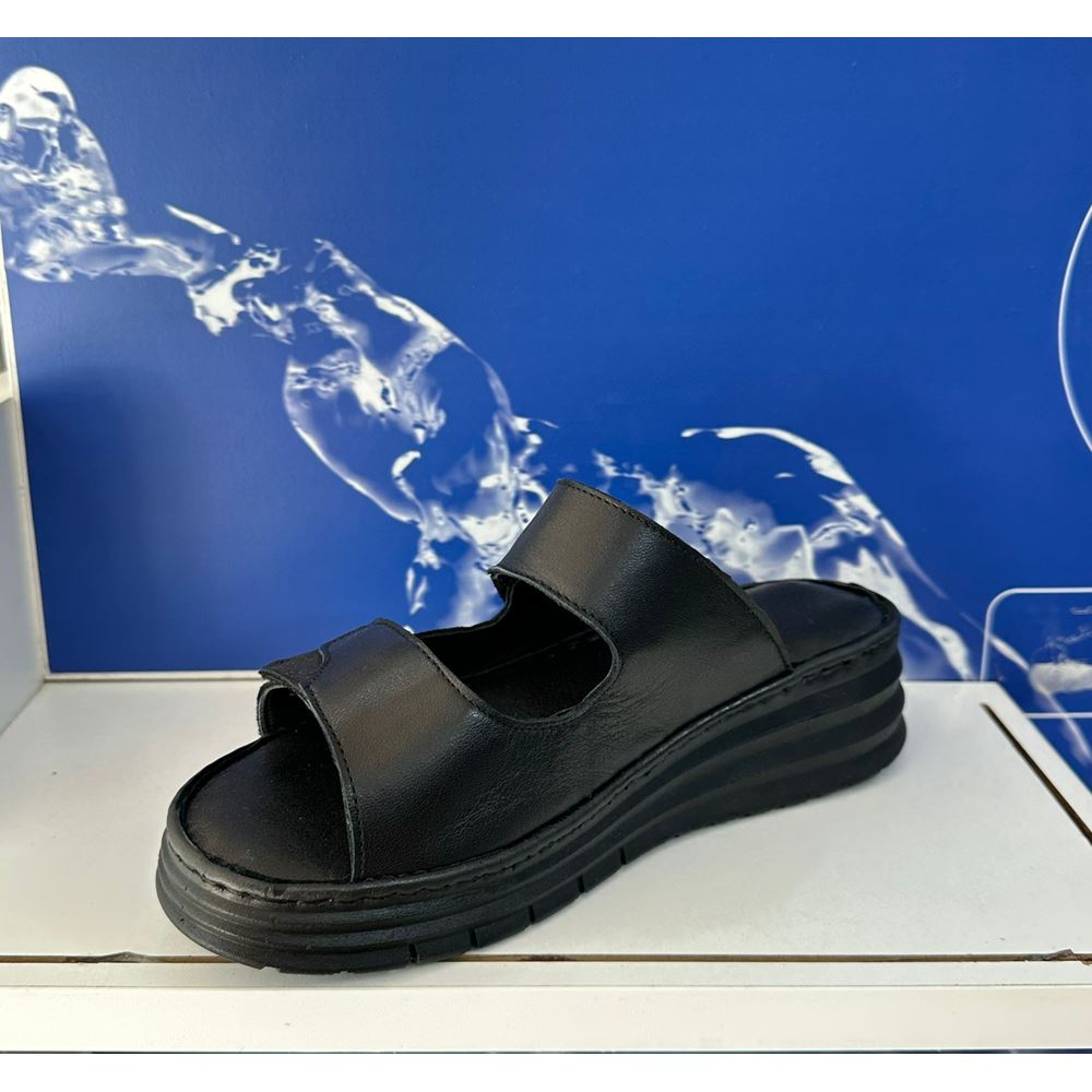 34 SİYAH Hakiki Deri Comfort Ortopedik Terlik