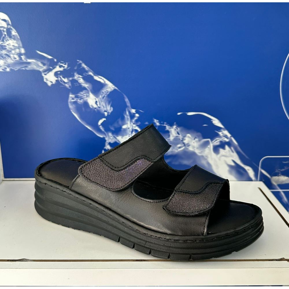 34 SİYAH Hakiki Deri Comfort Ortopedik Terlik