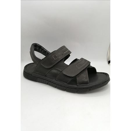 1715 SİYAH  ANATOMİK HAKİKİ DERİ SANDALET  