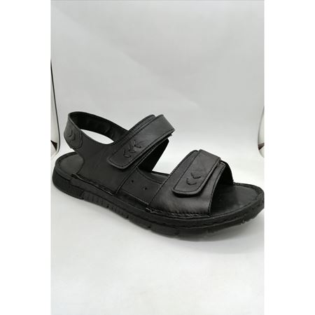 1750 Siyah Anatomik Hakiki Deri Sandalet  