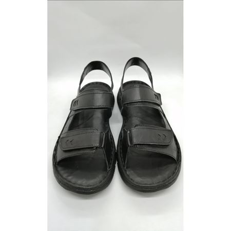 1750 Siyah Anatomik Hakiki Deri Sandalet  