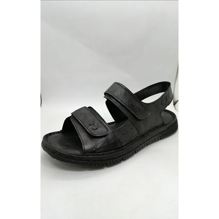 1750 Siyah Anatomik Hakiki Deri Sandalet  