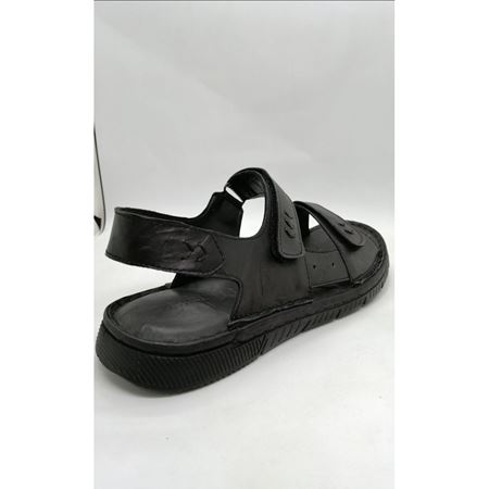 1750 Siyah Anatomik Hakiki Deri Sandalet  