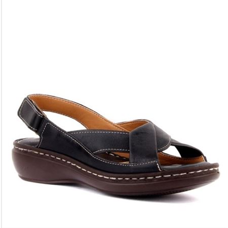 204 SİYAH Hakiki Deri Ortopedik Masaj Tabanlı Sandalet