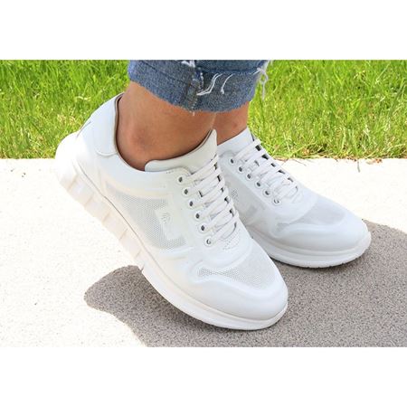 030 Beyaz Hakiki Deri Tam Ortopedik Diyabetik Spor Ayakkabısı