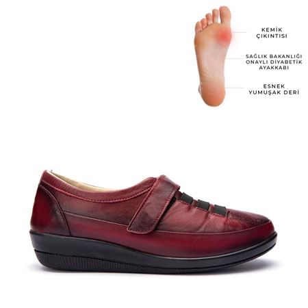 004 BORDO HAKİKİ DERİ ORTOPEDİK DİABETİK COMFORT