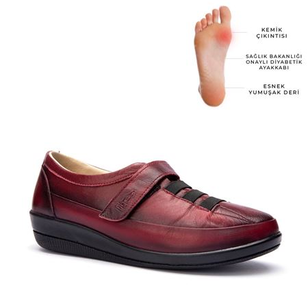 004 BORDO HAKİKİ DERİ ORTOPEDİK DİABETİK COMFORT