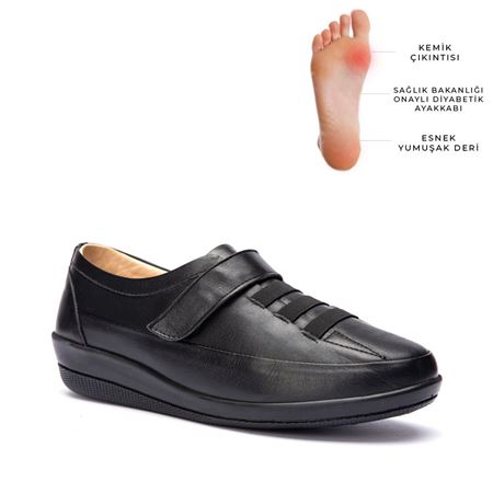 004 SİYAH  HAKİKİ DERİ ORTOPEDİK DİABETİK COMFORT