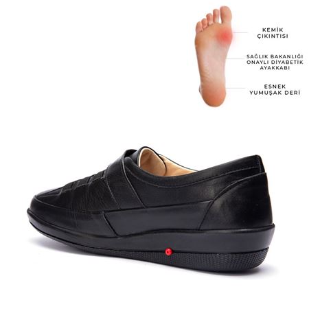 004 SİYAH  HAKİKİ DERİ ORTOPEDİK DİABETİK COMFORT