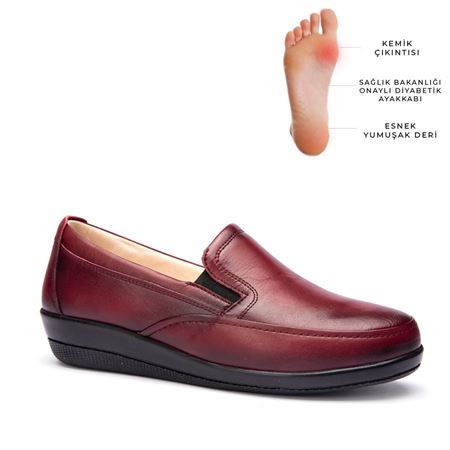 006 Bordo Hakiki Deri Ortopedik Diabetik Comfort