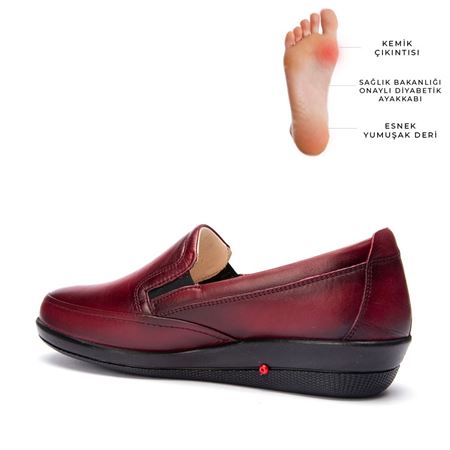 006 Bordo Hakiki Deri Ortopedik Diabetik Comfort