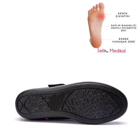 019 SİYAH TABANI ÇIKABİLEN HAKİKİ DERİ DİABETİK  ve ORTOPEDİK TERLİK