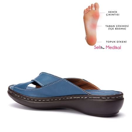 203 Kot Mavi Masaj Tabanlı Ortopedik Terlik