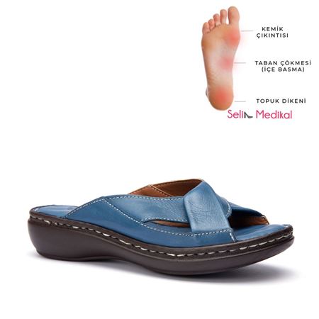 203 Kot Mavi Masaj Tabanlı Ortopedik Terlik