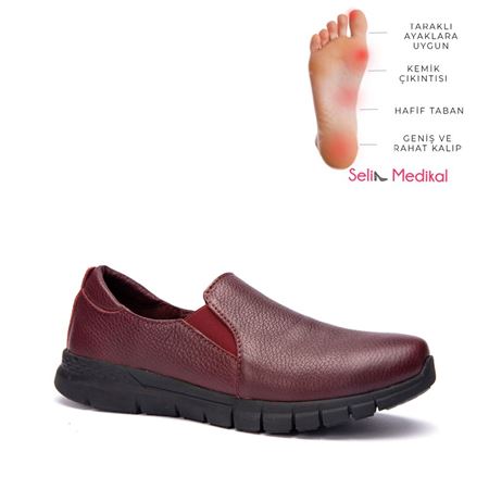 782 Bordo Hakiki Deri Comfort Hafif Taban
