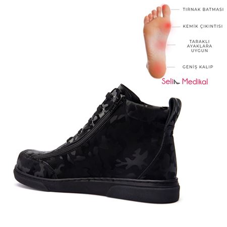 Frency Siyah Kamuflaj Hakiki Deri Çift Fermuarlı 