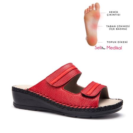 Amiral Kırmızı Hakiki Deri Ortopedik Topuk Dikeni Özellikli 