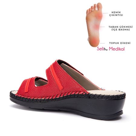 Amiral Kırmızı Hakiki Deri Ortopedik Topuk Dikeni Özellikli 