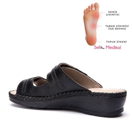 AMİRAL SİYAH Hakiki Deri Ortopedik Topuk Dikeni Özellikli 