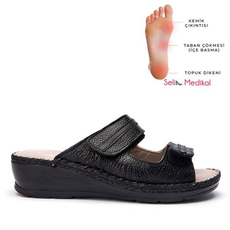 AMİRAL SİYAH Hakiki Deri Ortopedik Topuk Dikeni Özellikli 