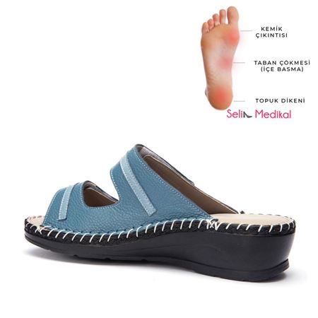 AMİRAL KOT MAVİ  Hakiki Deri Ortopedik Topuk Dikeni Özellikli 
