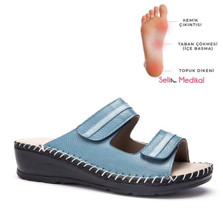 AMİRAL KOT MAVİ  Hakiki Deri Ortopedik Topuk Dikeni Özellikli 