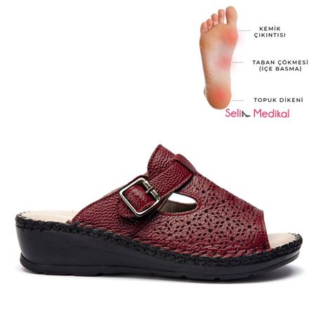 Leon Bordo Hakiki Deri Ortopedik Topuk Dikeni Özellikli