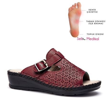 Leon Bordo Hakiki Deri Ortopedik Topuk Dikeni Özellikli