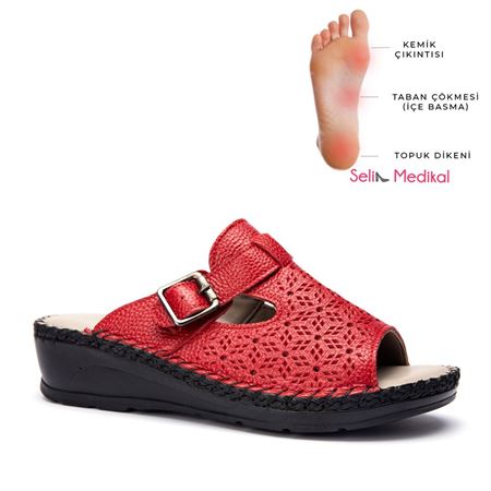 Leon Kırmızı Hakiki Deri Ortopedik Topuk Dikeni Özellikli