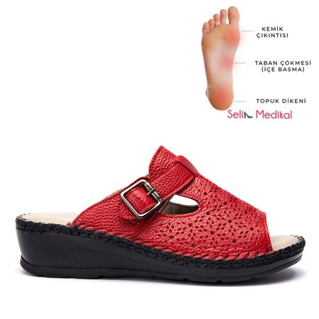 Leon Kırmızı Hakiki Deri Ortopedik Topuk Dikeni Özellikli