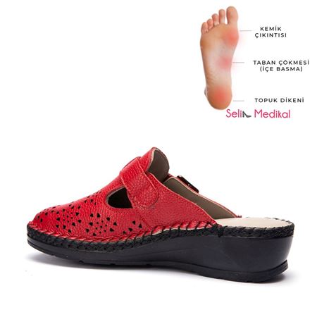 Star Kırmızı Hakiki Deri Ortopedik Topuk Dikeni Özellikli