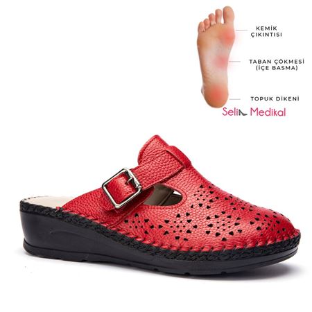 Star Kırmızı Hakiki Deri Ortopedik Topuk Dikeni Özellikli