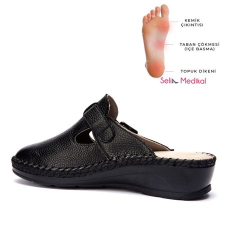 STAREX SİYAH  Hakiki Deri Ortopedik Topuk Dikeni Özellikli