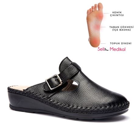 STAREX SİYAH  Hakiki Deri Ortopedik Topuk Dikeni Özellikli