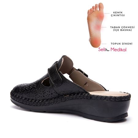 STAR SİYAH Hakiki Deri Ortopedik Topuk Dikeni Özellikli