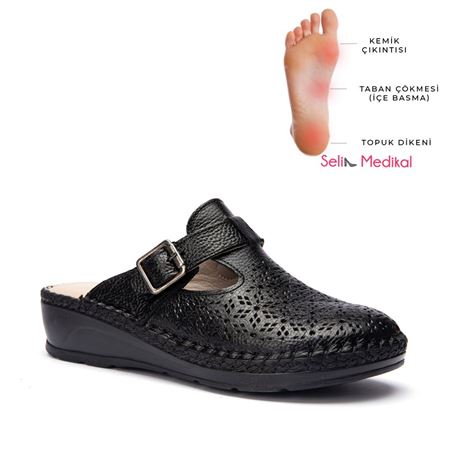 STAR SİYAH Hakiki Deri Ortopedik Topuk Dikeni Özellikli