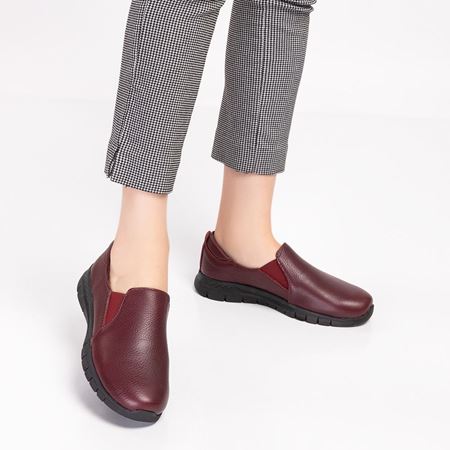 782 Bordo Hakiki Deri Comfort Hafif Taban