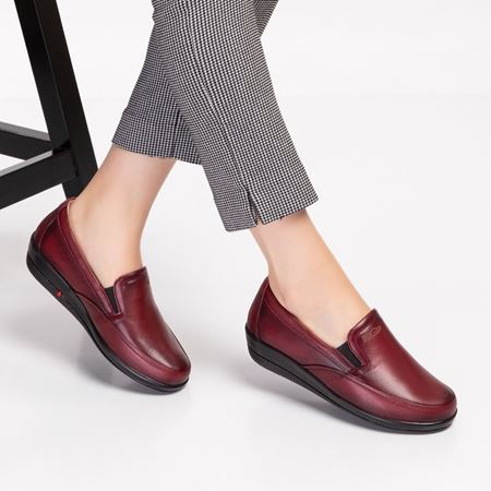 006 Bordo Hakiki Deri Ortopedik Diabetik Comfort