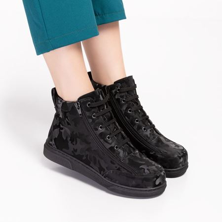 Frency Siyah Kamuflaj Hakiki Deri Çift Fermuarlı 