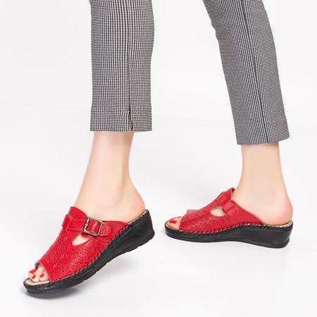 Leon Kırmızı Hakiki Deri Ortopedik Topuk Dikeni Özellikli