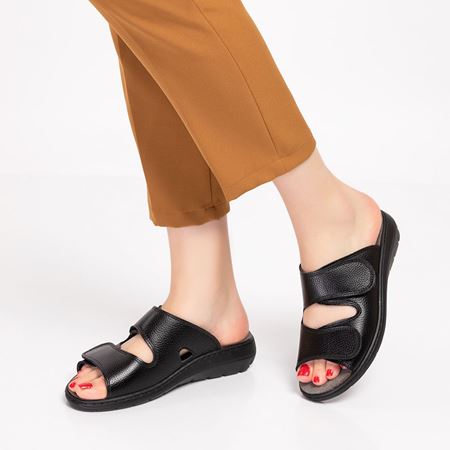 218 SİYAH TABANI ÇIKABİLİR MİMOZA HAKİKİ DERİ  ORTOPEDİK TERLİK